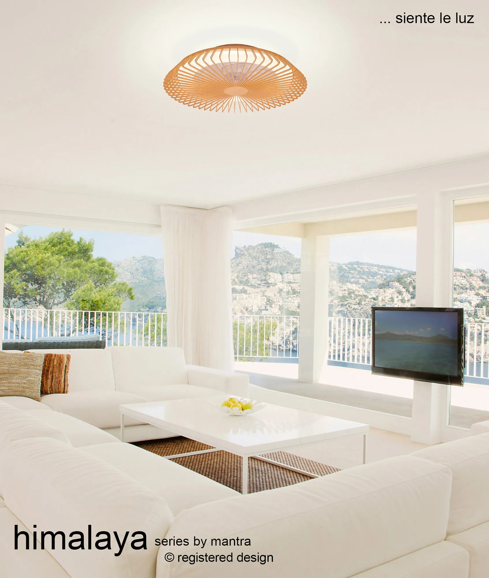 Himalaya 70W LED Dimmable Ceiling Light & Fan, Remote / APP / Voice Controlled Wood Effect M7128  Mantra Ventilacion Himalaya